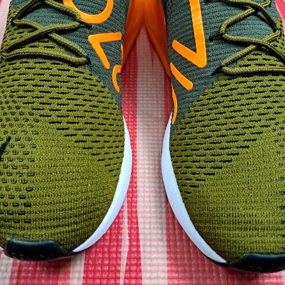 Nike Air Max 270 Flyknit Men 10.5 Olive Green Orange Men's Athletic Sneakers - Picture 13 of 14